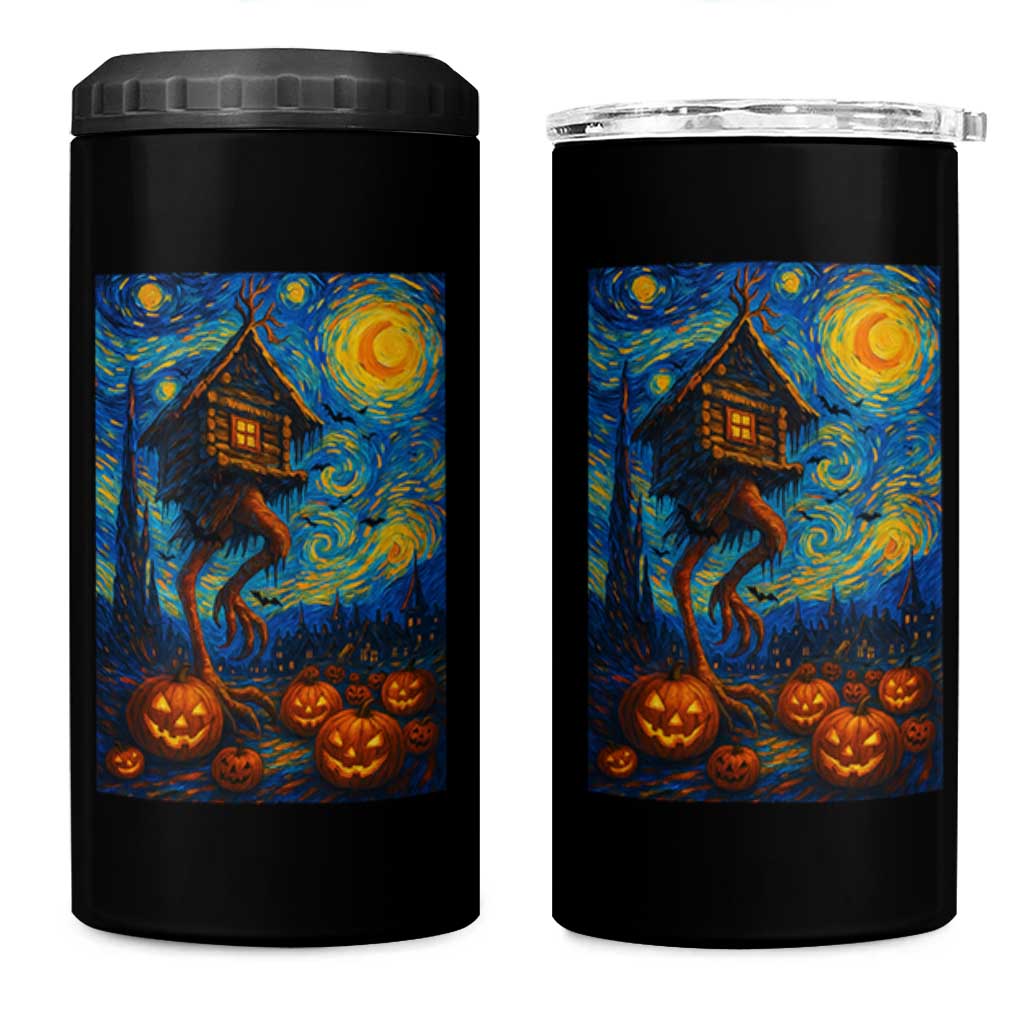 Baba Yaga House 4 in 1 Can Cooler Tumbler Starry Night Van Gogh Slavic Folklore Russia Fairy Tale - Wonder Print Shop