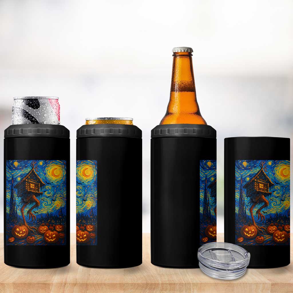 Baba Yaga House 4 in 1 Can Cooler Tumbler Starry Night Van Gogh Slavic Folklore Russia Fairy Tale - Wonder Print Shop