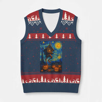 Baba Yaga House V-Neck Knit Sweater Vest Starry Night Van Gogh Slavic Folklore Russia Fairy Tale - Wonder Print Shop