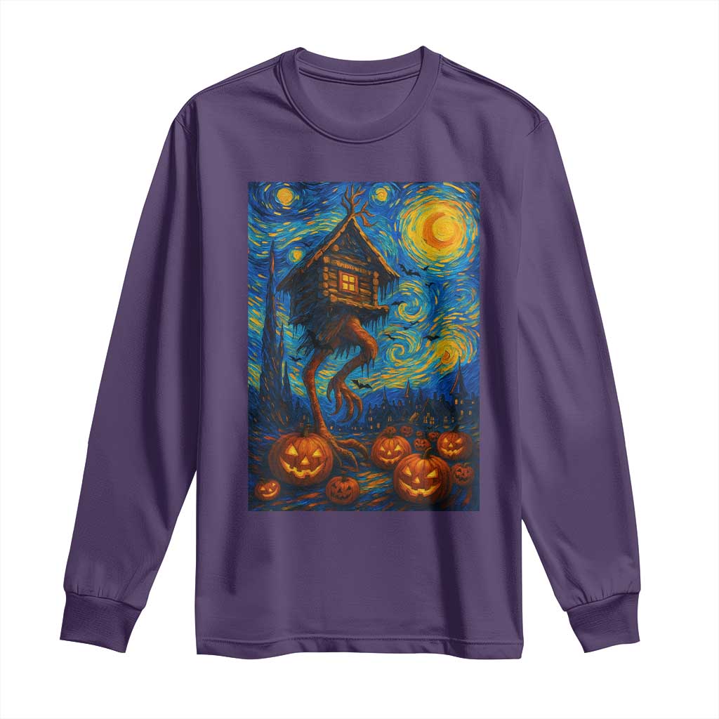 Baba Yaga House Long Sleeve Shirt Starry Night Van Gogh Slavic Folklore Russia Fairy Tale - Wonder Print Shop