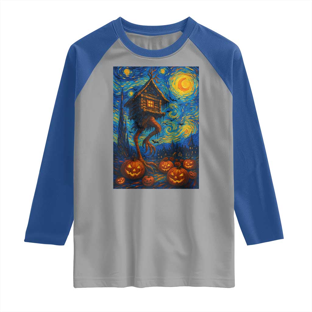 Baba Yaga House Raglan Shirt Starry Night Van Gogh Slavic Folklore Russia Fairy Tale - Wonder Print Shop