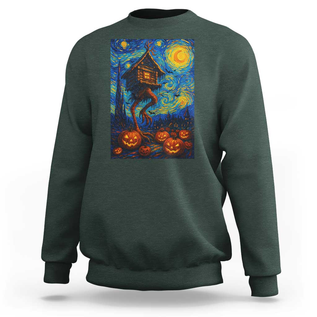 Baba Yaga House Sweatshirt Starry Night Van Gogh Slavic Folklore Russia Fairy Tale - Wonder Print Shop