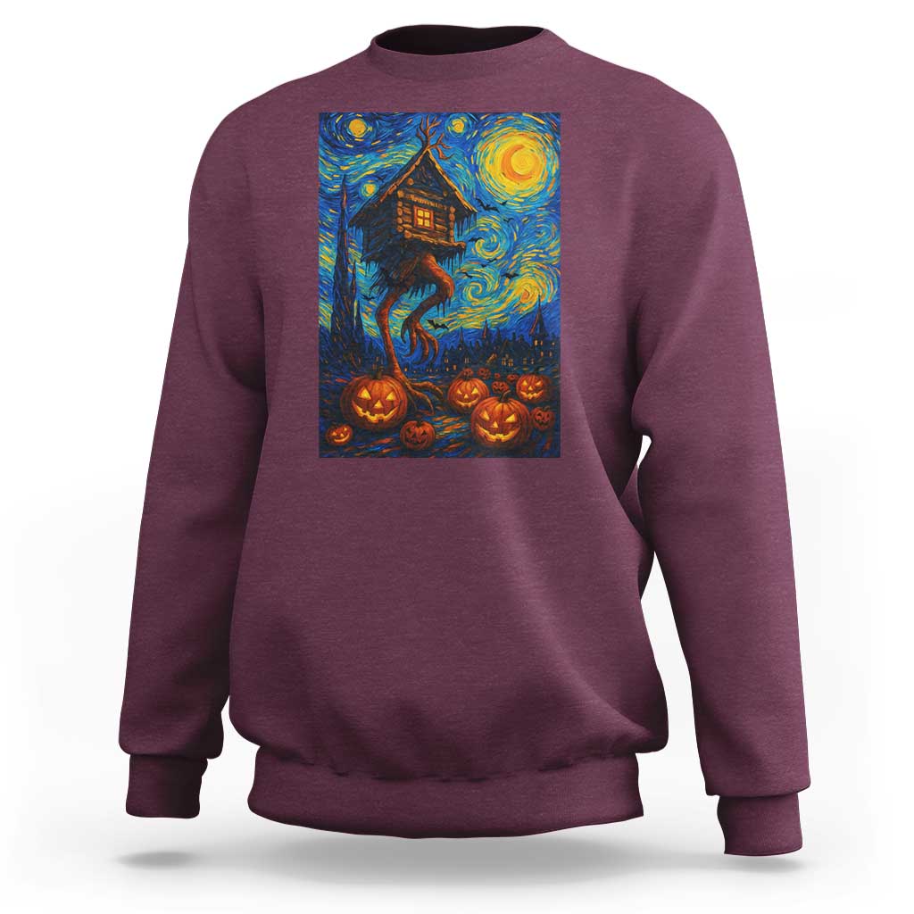 Baba Yaga House Sweatshirt Starry Night Van Gogh Slavic Folklore Russia Fairy Tale - Wonder Print Shop