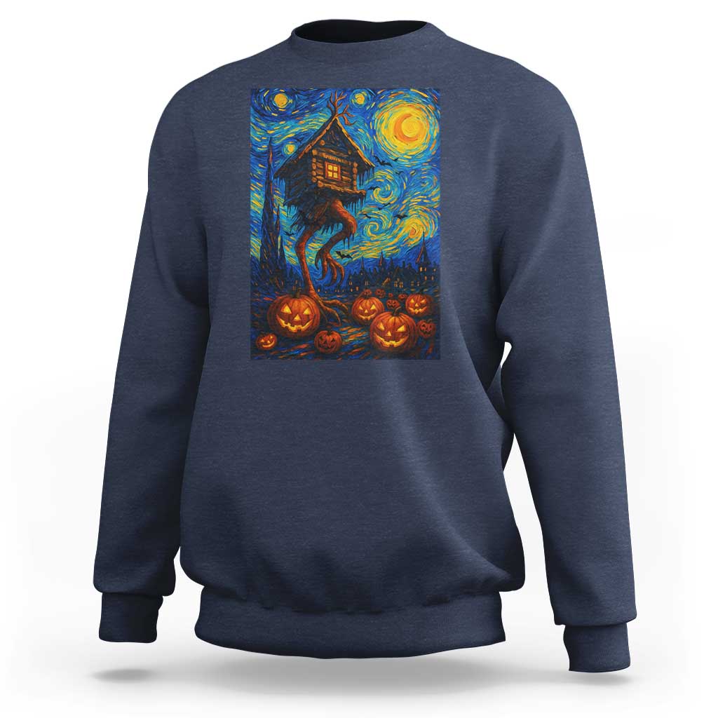 Baba Yaga House Sweatshirt Starry Night Van Gogh Slavic Folklore Russia Fairy Tale - Wonder Print Shop