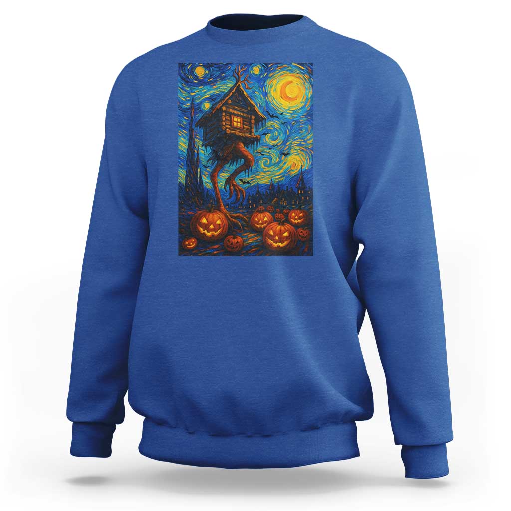 Baba Yaga House Sweatshirt Starry Night Van Gogh Slavic Folklore Russia Fairy Tale - Wonder Print Shop