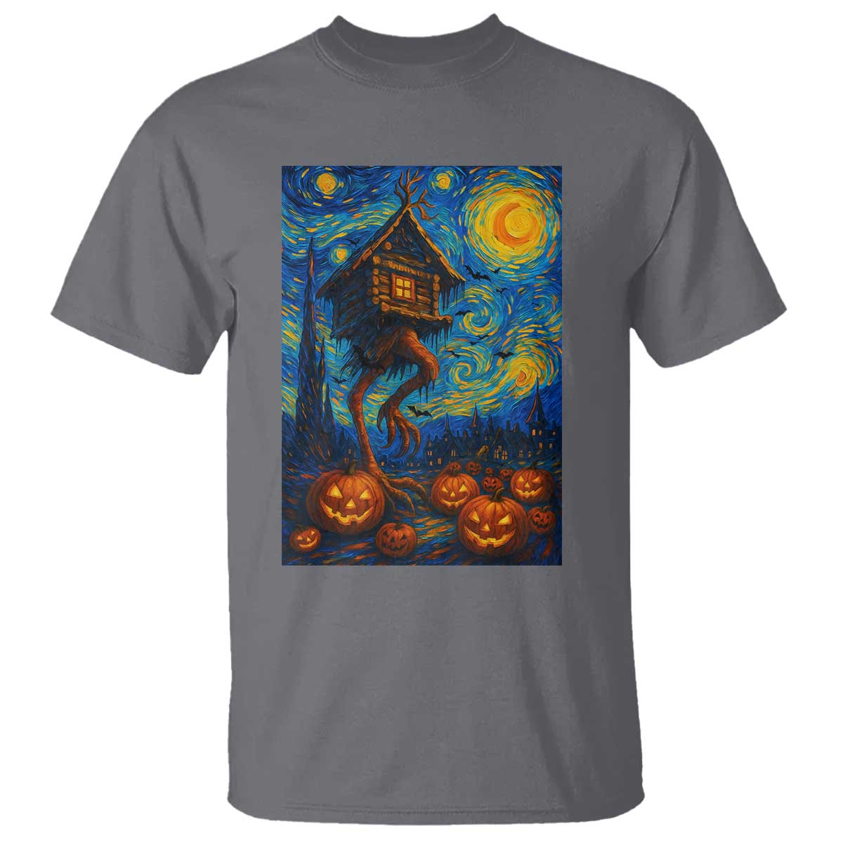 Baba Yaga House T Shirt Starry Night Van Gogh Slavic Folklore Russia Fairy Tale - Wonder Print Shop