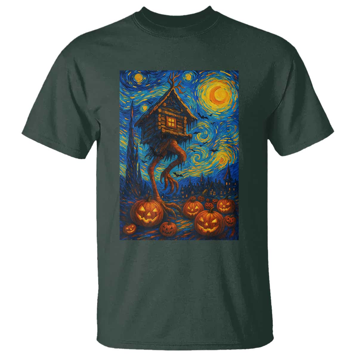 Baba Yaga House T Shirt Starry Night Van Gogh Slavic Folklore Russia Fairy Tale - Wonder Print Shop