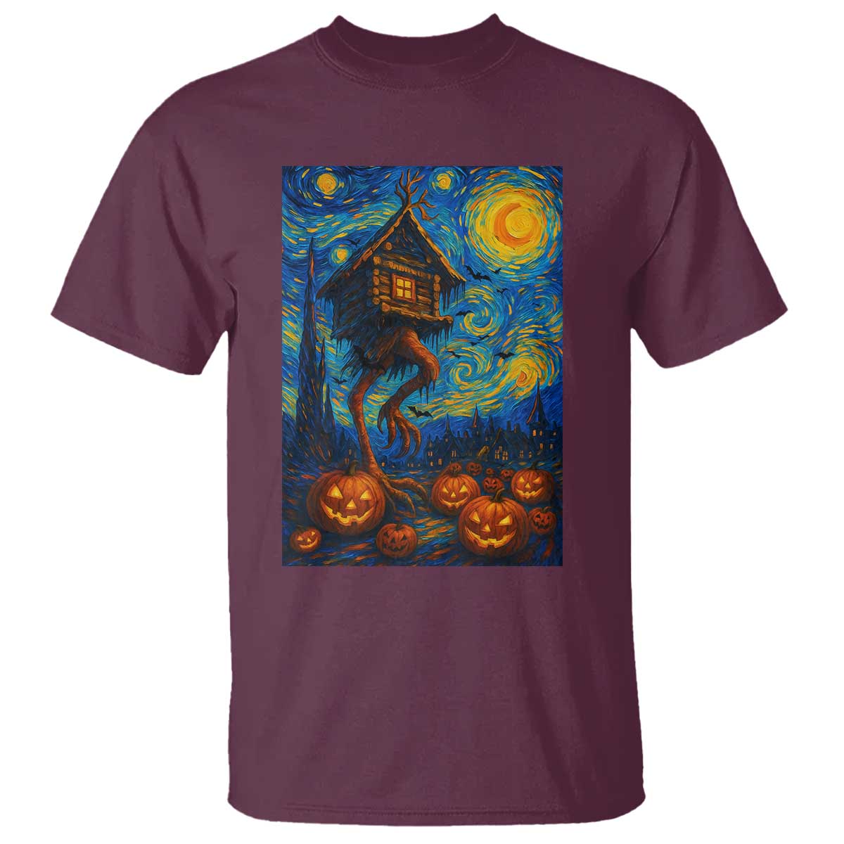 Baba Yaga House T Shirt Starry Night Van Gogh Slavic Folklore Russia Fairy Tale - Wonder Print Shop