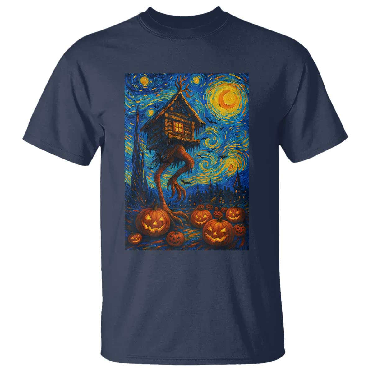 Baba Yaga House T Shirt Starry Night Van Gogh Slavic Folklore Russia Fairy Tale - Wonder Print Shop