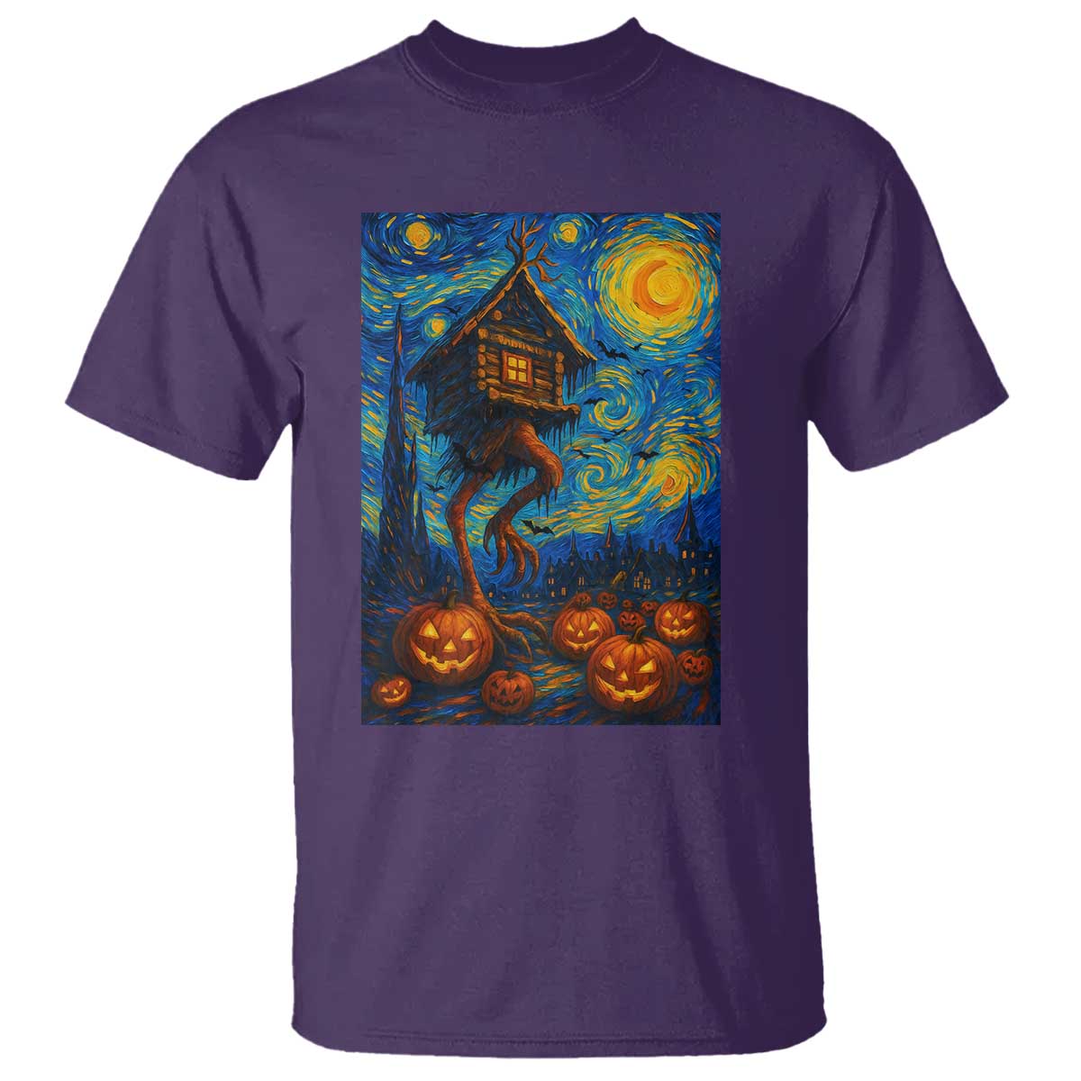 Baba Yaga House T Shirt Starry Night Van Gogh Slavic Folklore Russia Fairy Tale - Wonder Print Shop