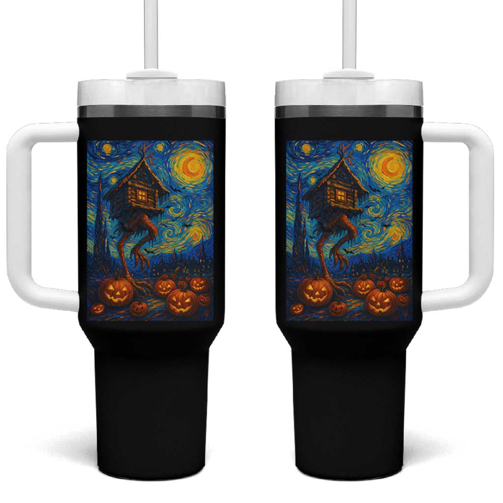 Baba Yaga House Tumbler With Handle Starry Night Van Gogh Slavic Folklore Russia Fairy Tale - Wonder Print Shop