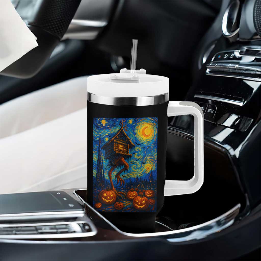 Baba Yaga House Tumbler With Handle Starry Night Van Gogh Slavic Folklore Russia Fairy Tale - Wonder Print Shop