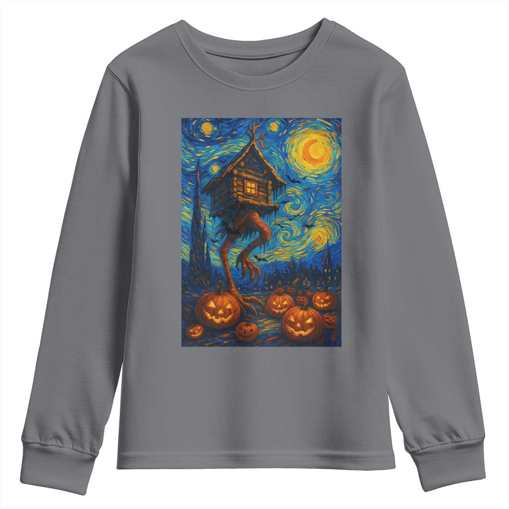 Baba Yaga House Youth Sweatshirt Starry Night Van Gogh Slavic Folklore Russia Fairy Tale - Wonder Print Shop