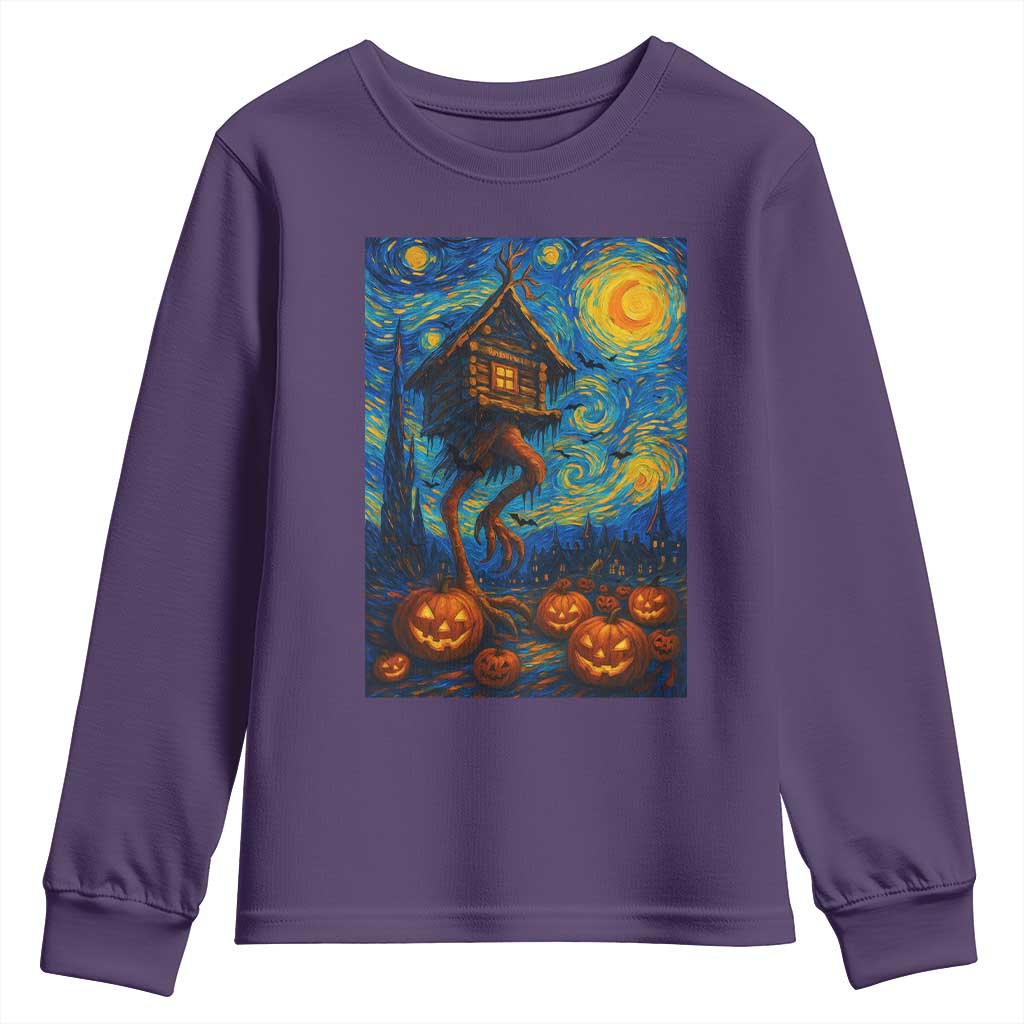 Baba Yaga House Youth Sweatshirt Starry Night Van Gogh Slavic Folklore Russia Fairy Tale - Wonder Print Shop