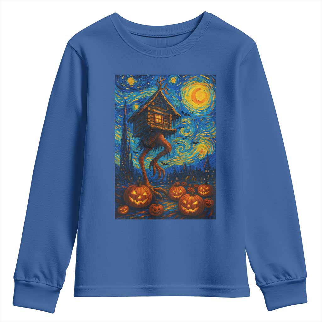 Baba Yaga House Youth Sweatshirt Starry Night Van Gogh Slavic Folklore Russia Fairy Tale - Wonder Print Shop
