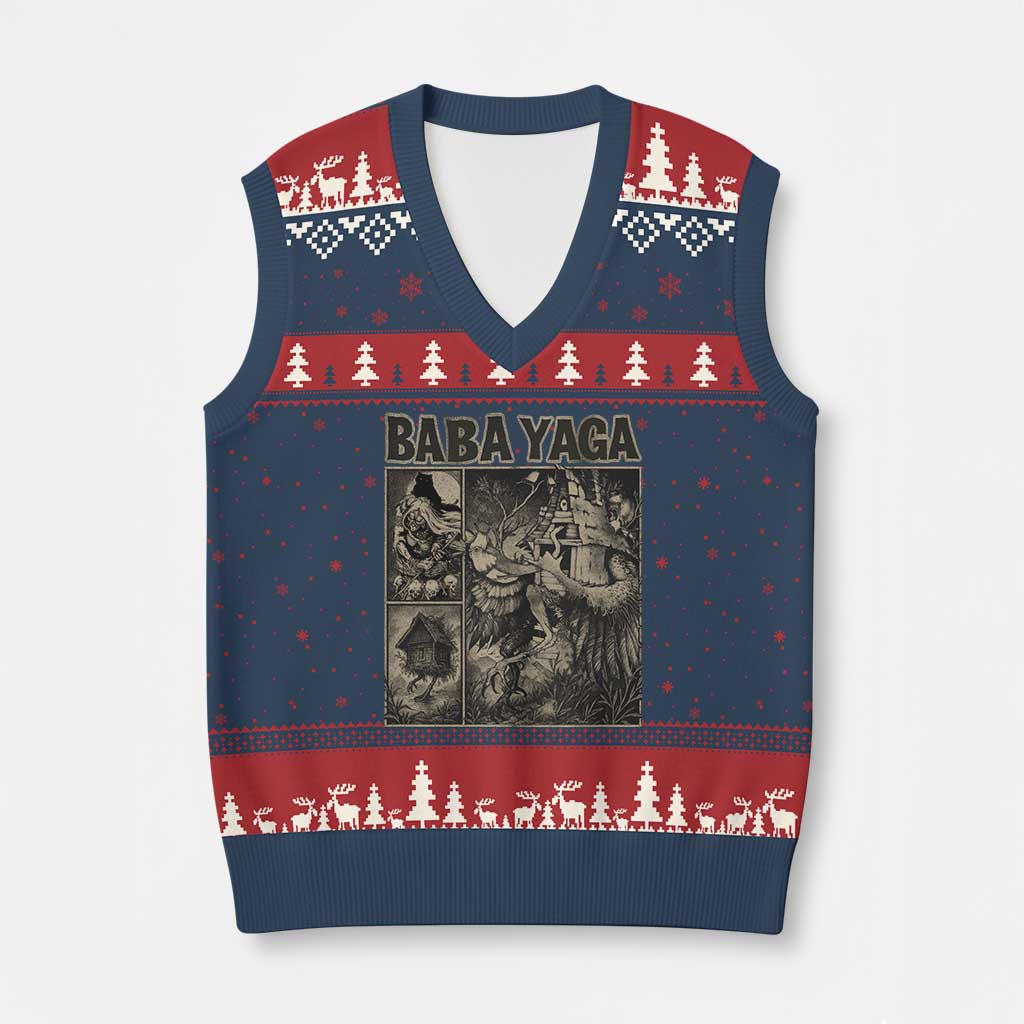 Baba Yaga House V-Neck Knit Sweater Vest Slavic Folklore Russia Fairy Tale Horror Fans - Wonder Print Shop
