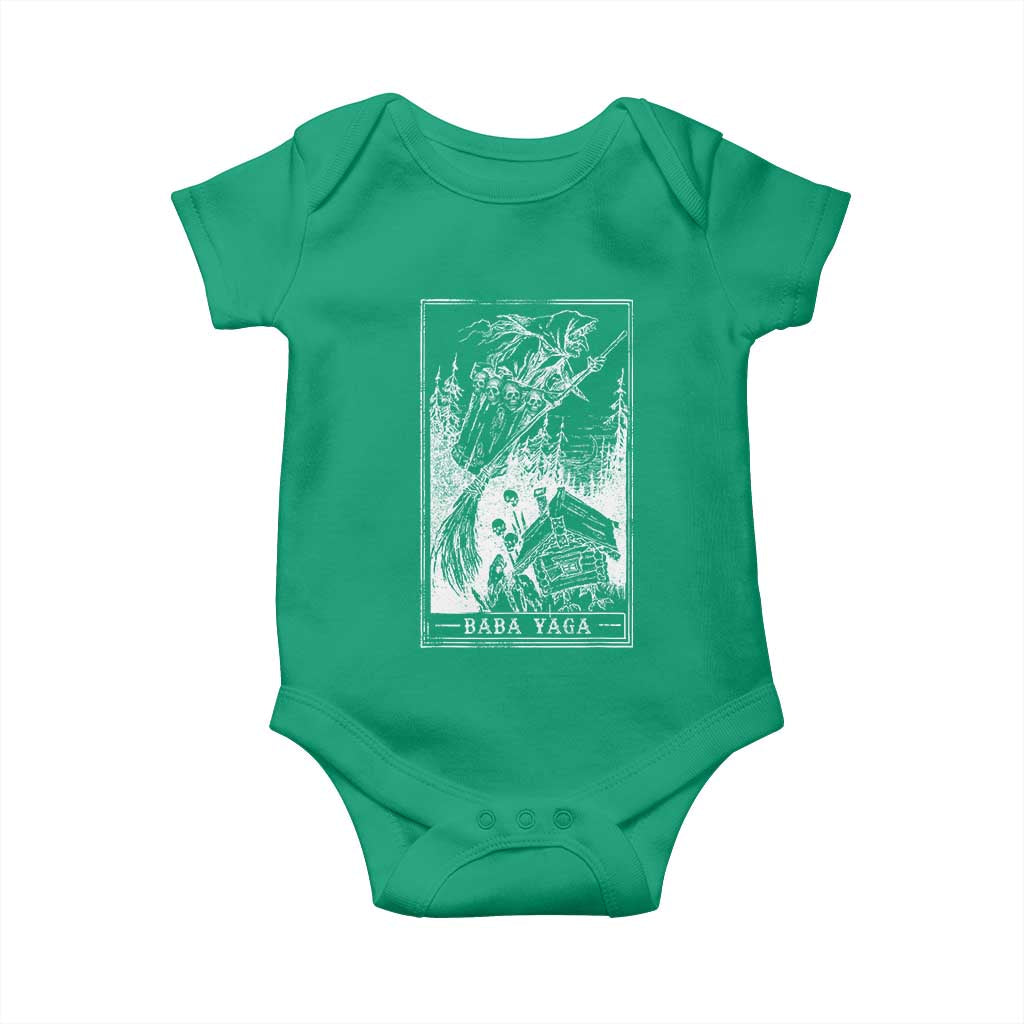 Baba Yaga House Tarot Card Baby Onesie Botanical Slavic Folklore Pagan Witchy - Wonder Print Shop