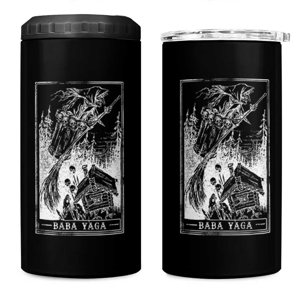 Baba Yaga House Tarot Card 4 in 1 Can Cooler Tumbler Botanical Slavic Folklore Pagan Witchy - Wonder Print Shop
