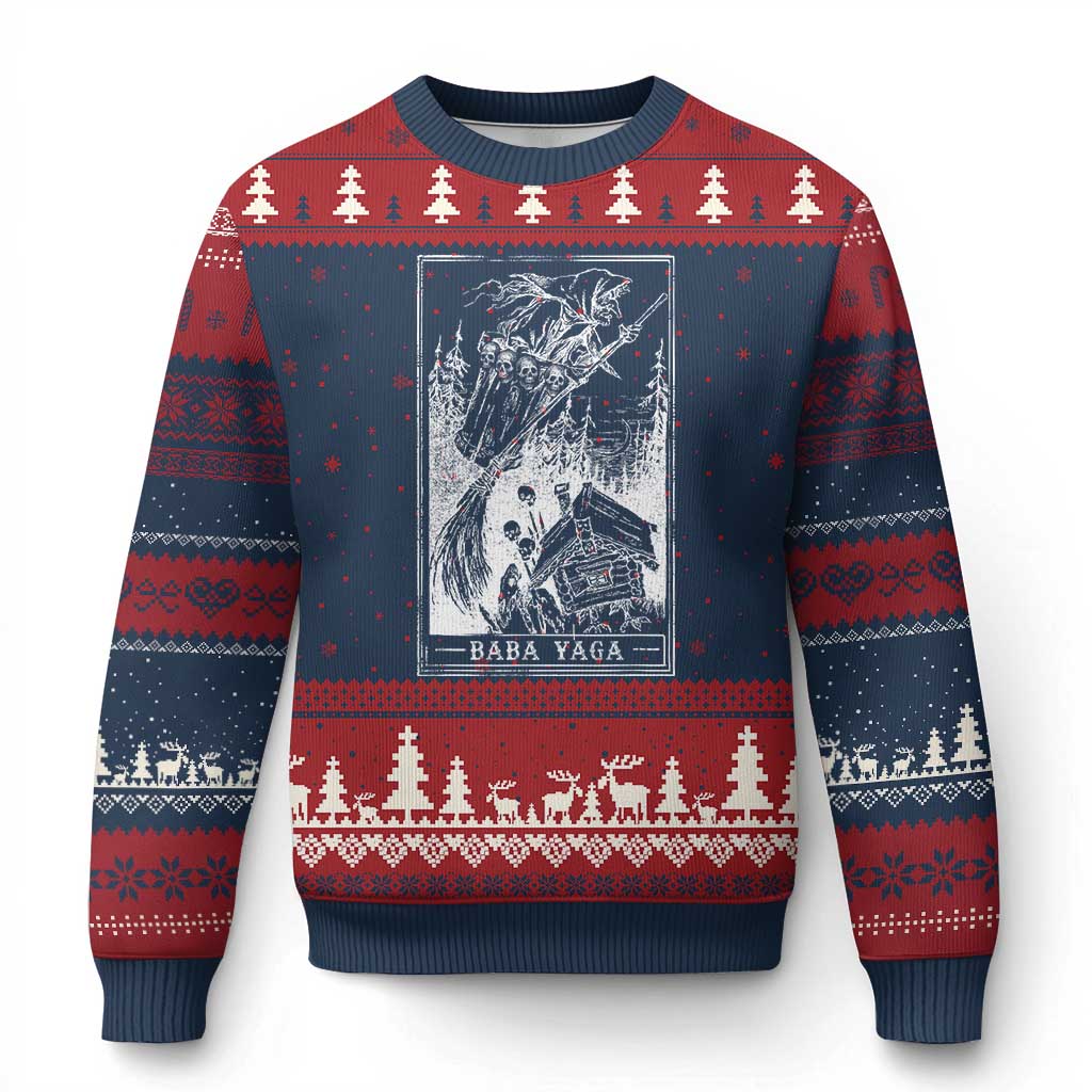 Baba Yaga House Tarot Card Ugly Christmas Sweater Botanical Slavic Folklore Pagan Witchy - Wonder Print Shop