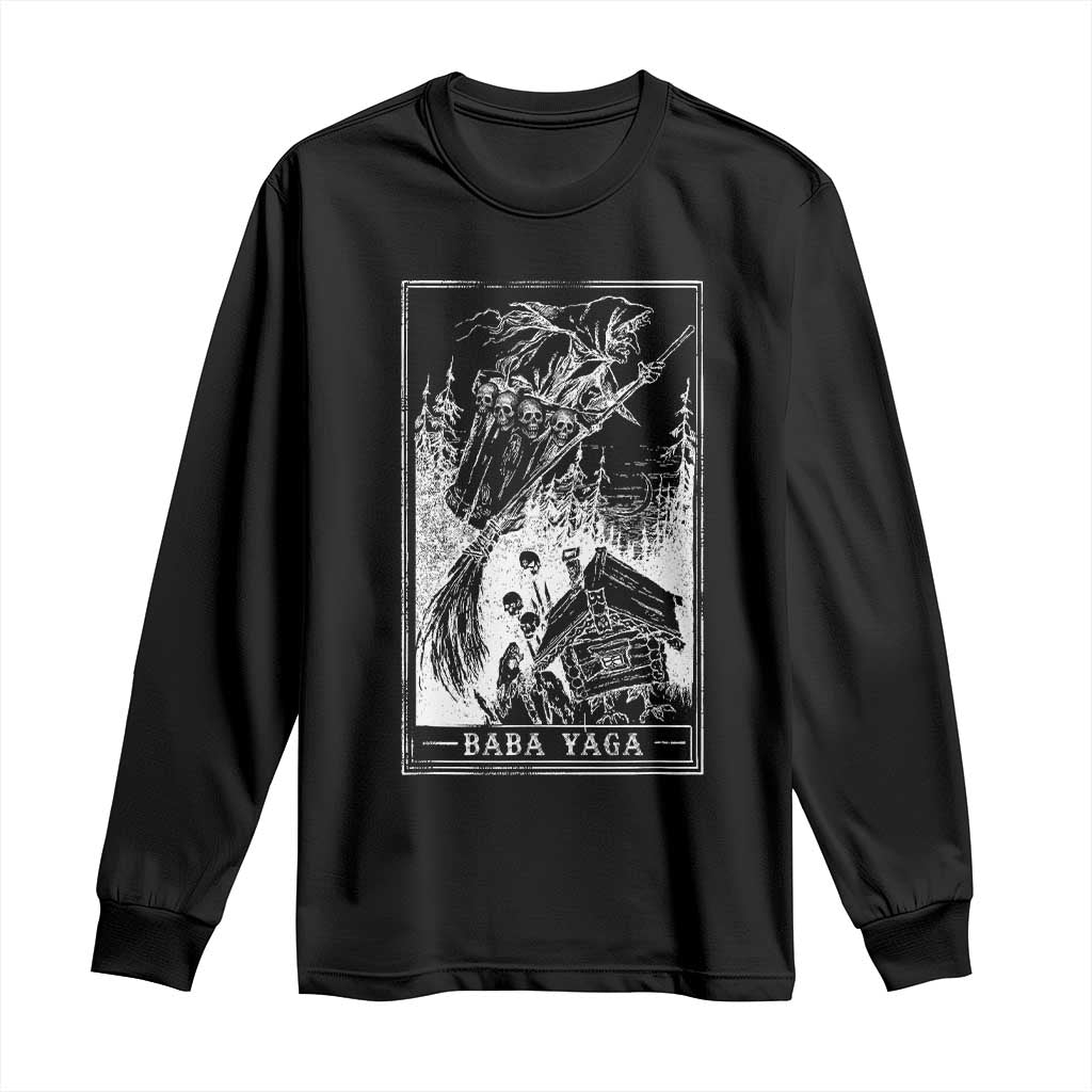 Baba Yaga House Tarot Card Long Sleeve Shirt Botanical Slavic Folklore Pagan Witchy - Wonder Print Shop