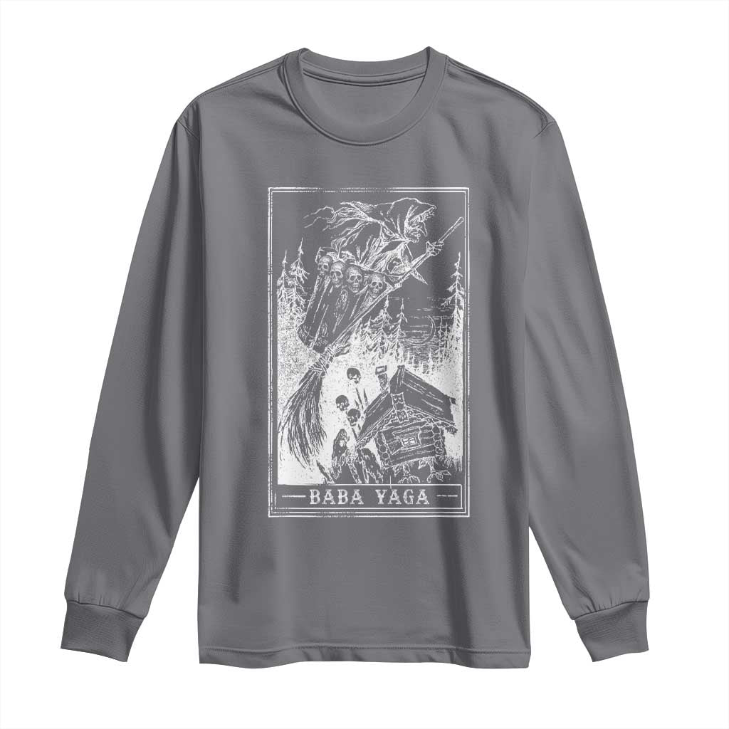 Baba Yaga House Tarot Card Long Sleeve Shirt Botanical Slavic Folklore Pagan Witchy - Wonder Print Shop
