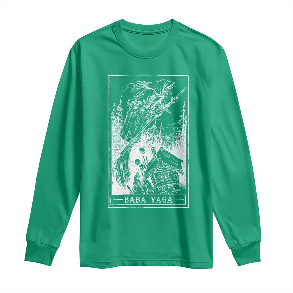 Baba Yaga House Tarot Card Long Sleeve Shirt Botanical Slavic Folklore Pagan Witchy - Wonder Print Shop