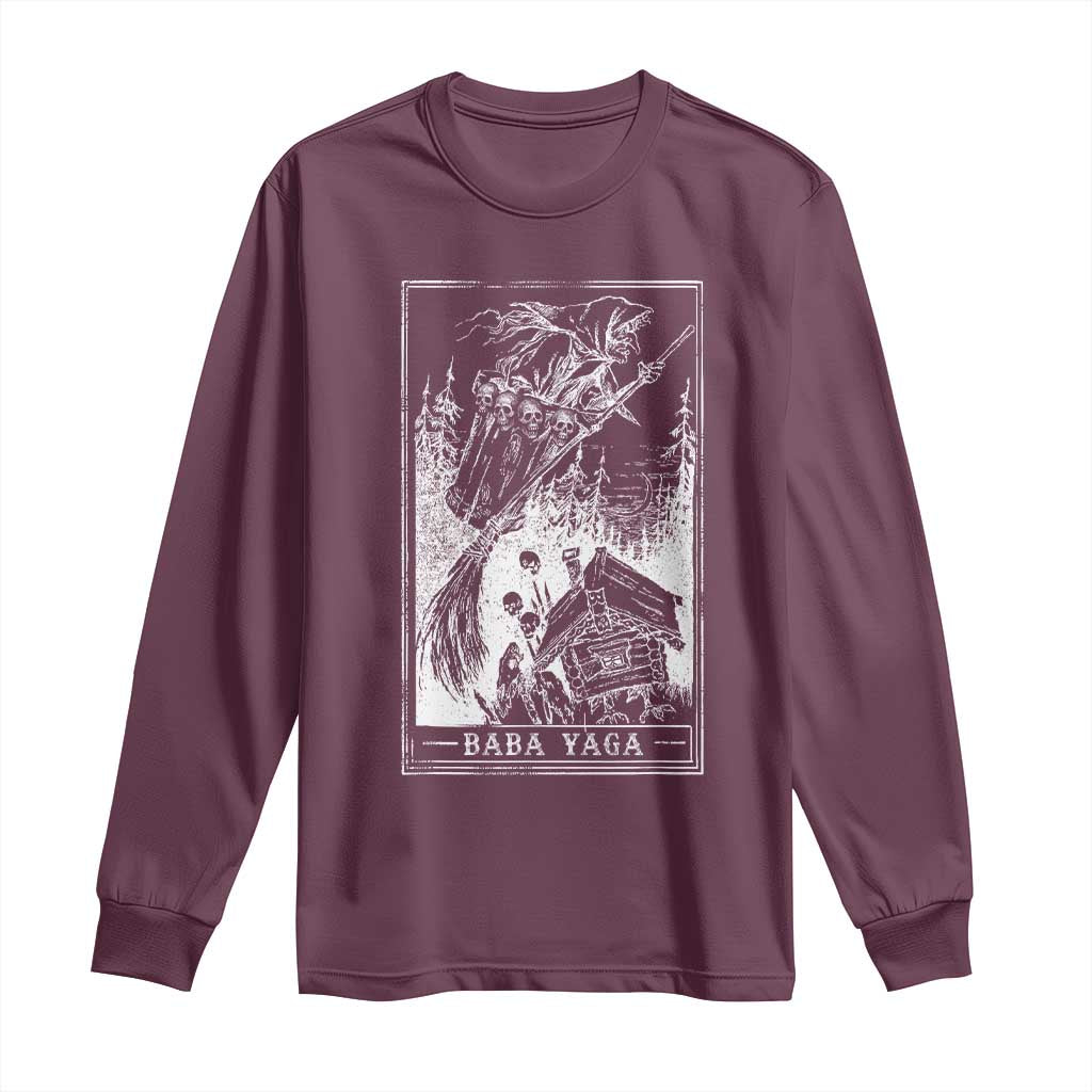 Baba Yaga House Tarot Card Long Sleeve Shirt Botanical Slavic Folklore Pagan Witchy - Wonder Print Shop