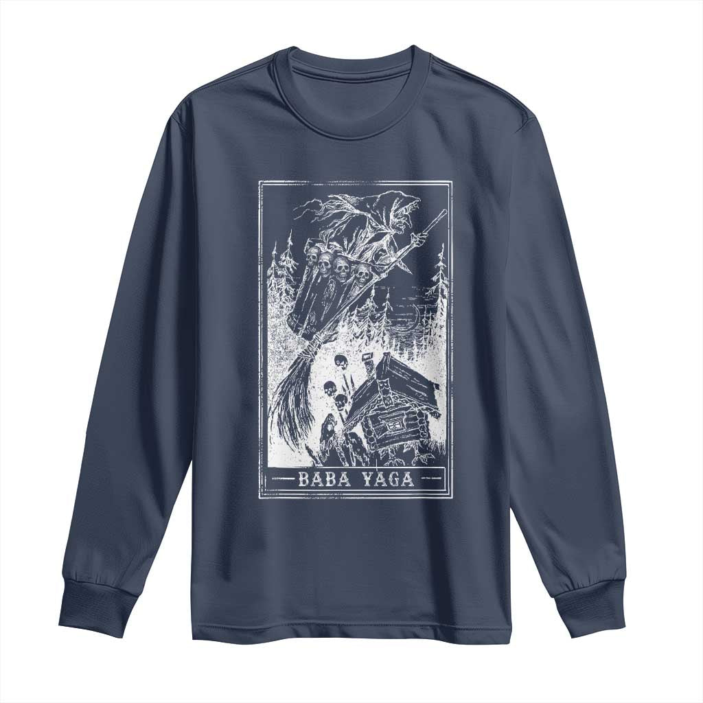 Baba Yaga House Tarot Card Long Sleeve Shirt Botanical Slavic Folklore Pagan Witchy - Wonder Print Shop