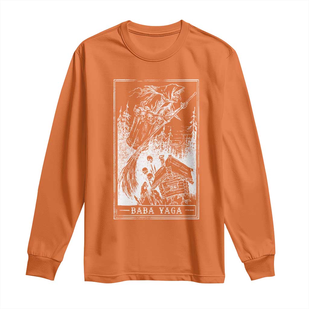 Baba Yaga House Tarot Card Long Sleeve Shirt Botanical Slavic Folklore Pagan Witchy - Wonder Print Shop
