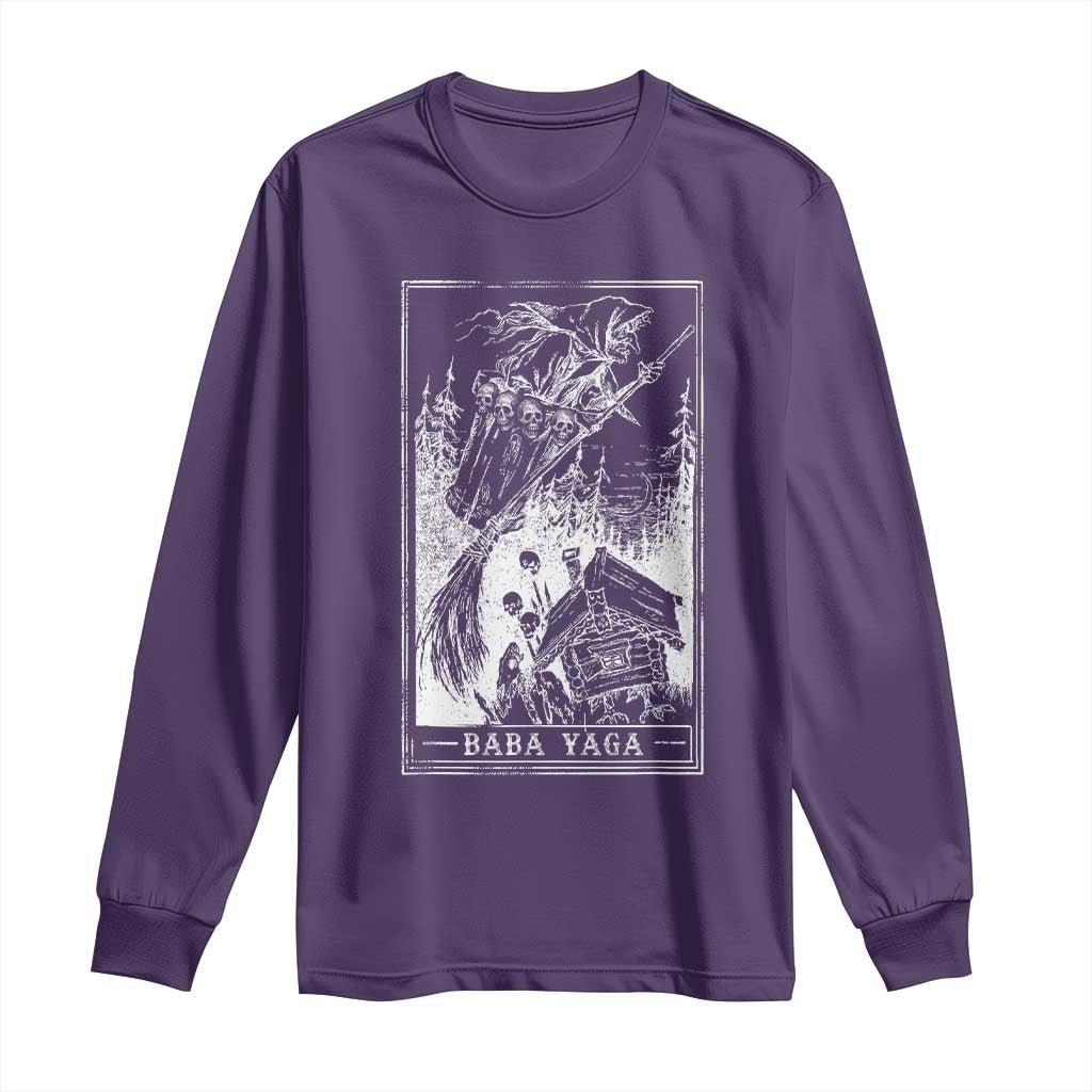 Baba Yaga House Tarot Card Long Sleeve Shirt Botanical Slavic Folklore Pagan Witchy - Wonder Print Shop