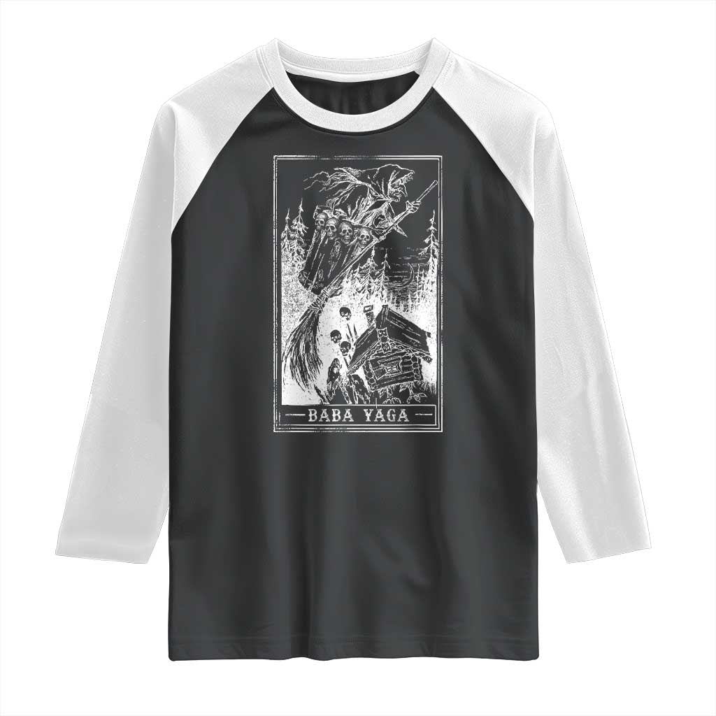 Baba Yaga House Tarot Card Raglan Shirt Botanical Slavic Folklore Pagan Witchy - Wonder Print Shop