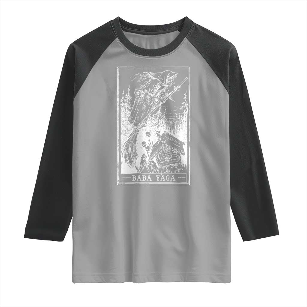 Baba Yaga House Tarot Card Raglan Shirt Botanical Slavic Folklore Pagan Witchy - Wonder Print Shop