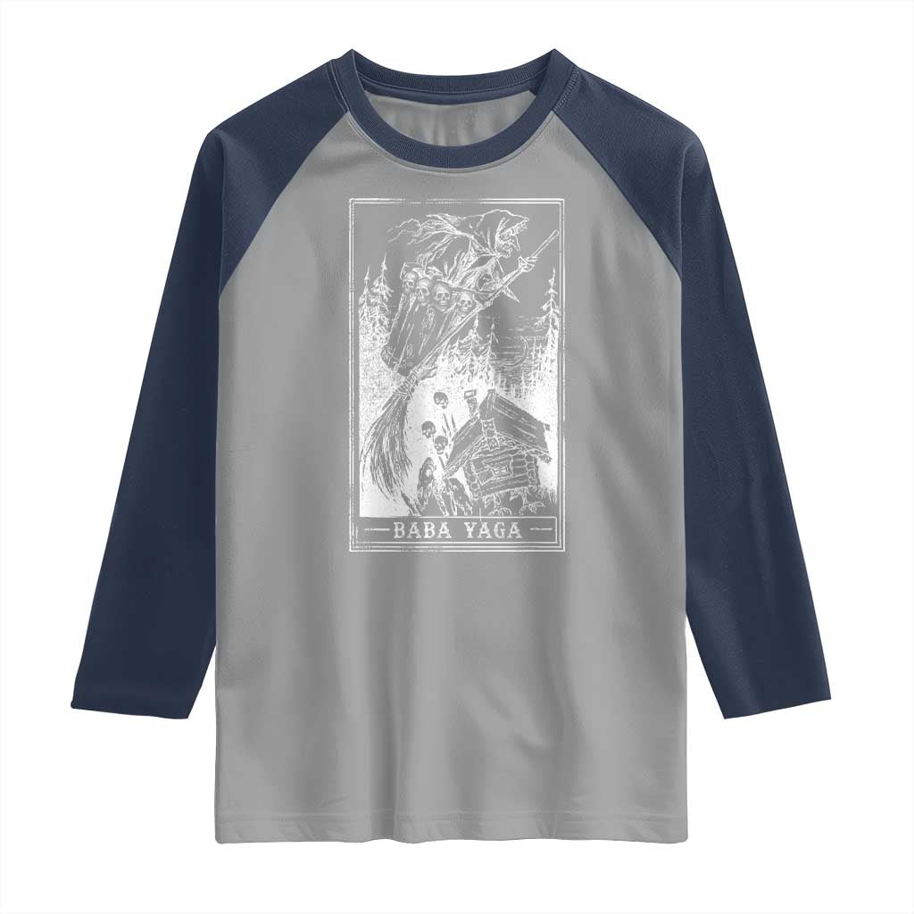 Baba Yaga House Tarot Card Raglan Shirt Botanical Slavic Folklore Pagan Witchy - Wonder Print Shop
