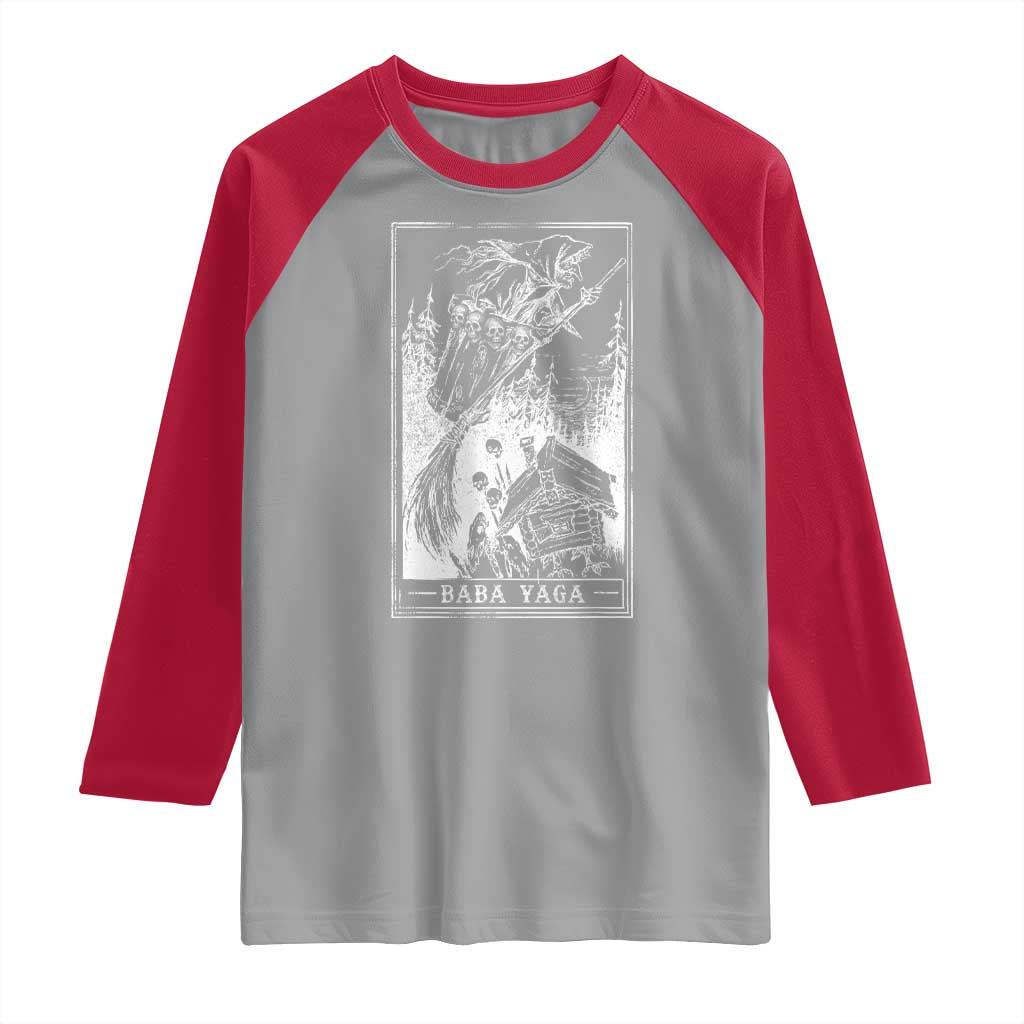 Baba Yaga House Tarot Card Raglan Shirt Botanical Slavic Folklore Pagan Witchy - Wonder Print Shop