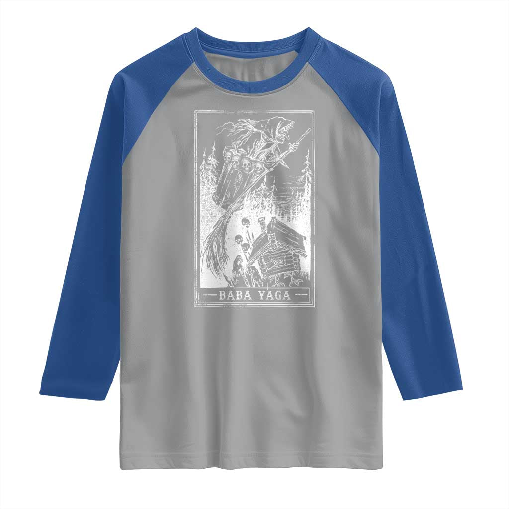 Baba Yaga House Tarot Card Raglan Shirt Botanical Slavic Folklore Pagan Witchy - Wonder Print Shop