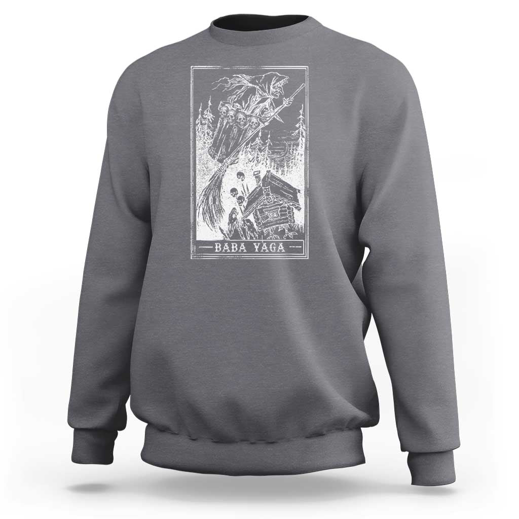 Baba Yaga House Tarot Card Sweatshirt Botanical Slavic Folklore Pagan Witchy - Wonder Print Shop
