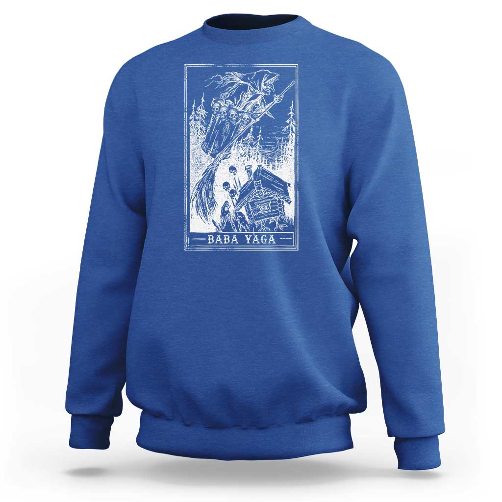 Baba Yaga House Tarot Card Sweatshirt Botanical Slavic Folklore Pagan Witchy - Wonder Print Shop