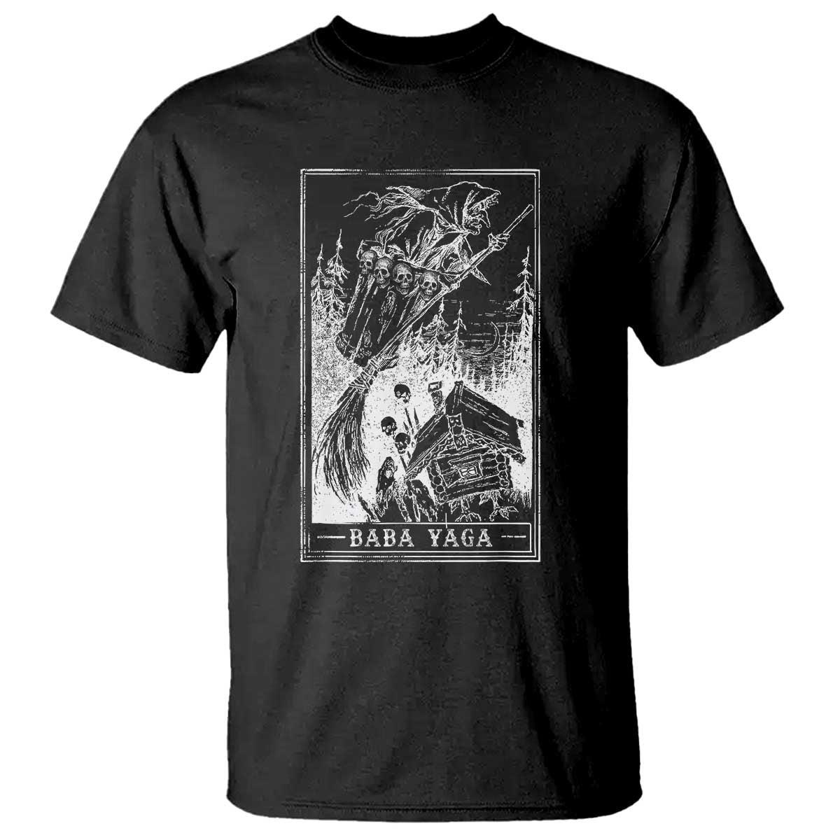 Baba Yaga House Tarot Card T Shirt Botanical Slavic Folklore Pagan Witchy - Wonder Print Shop