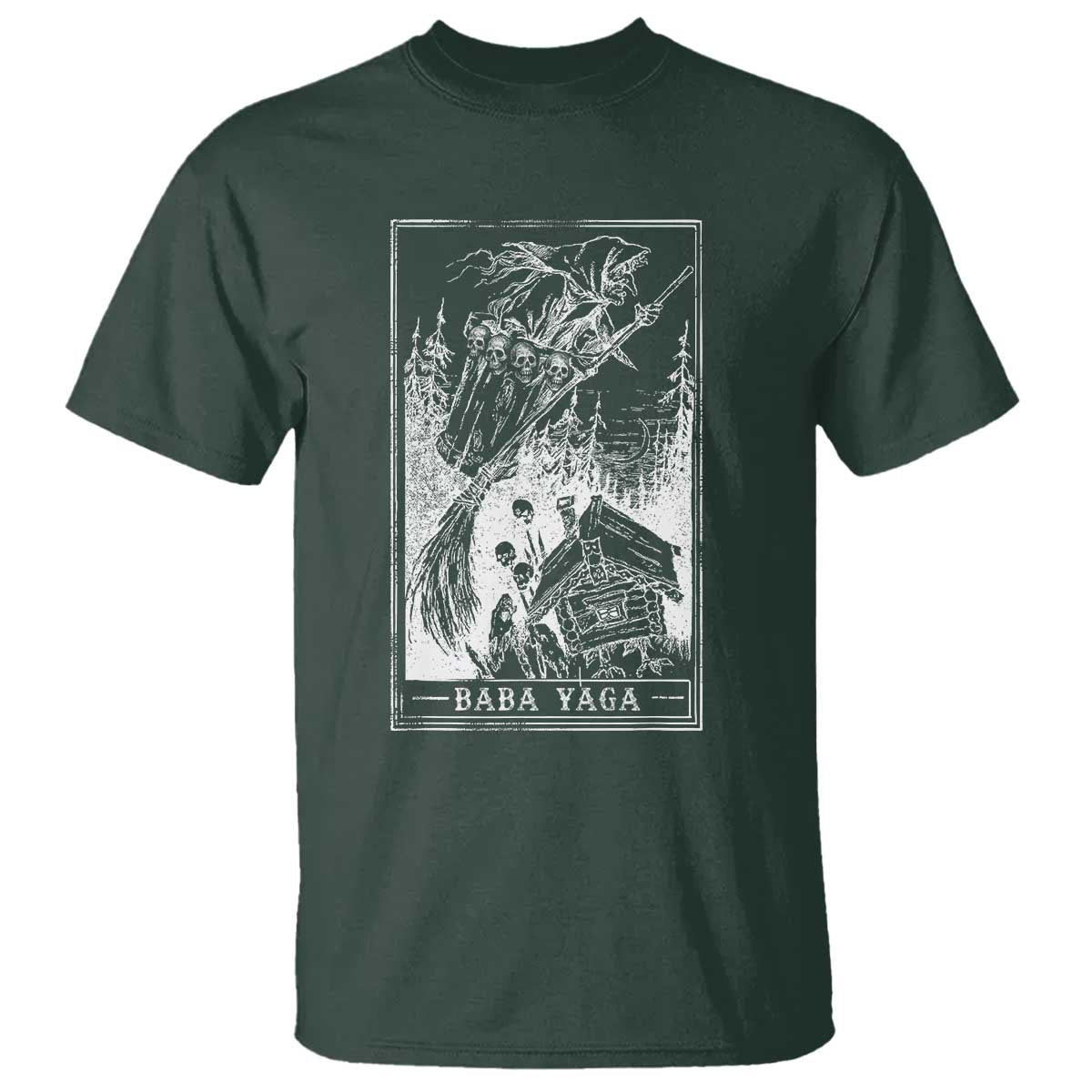 Baba Yaga House Tarot Card T Shirt Botanical Slavic Folklore Pagan Witchy - Wonder Print Shop