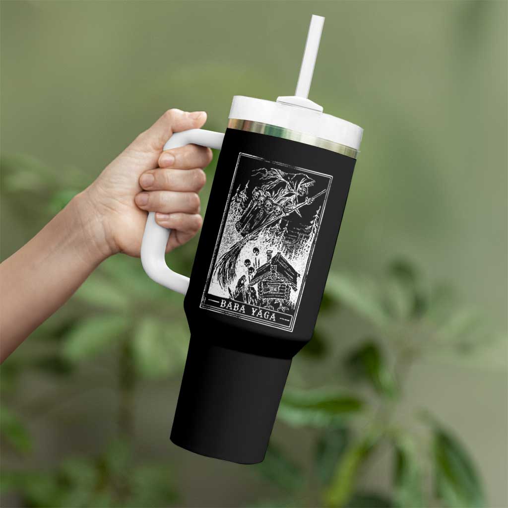 Baba Yaga House Tarot Card Tumbler With Handle Botanical Slavic Folklore Pagan Witchy - Wonder Print Shop