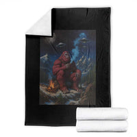 Funny Smoking Bigfoot Throw Blanket Vintage Cigarette Sasquatch UFO Cryptid Meme - Wonder Print Shop