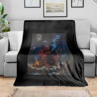 Funny Smoking Bigfoot Throw Blanket Vintage Cigarette Sasquatch UFO Cryptid Meme - Wonder Print Shop