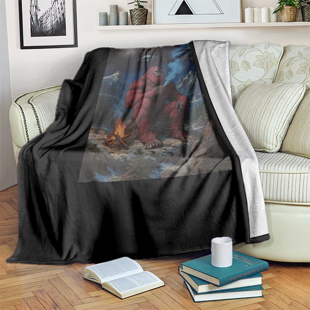 Funny Smoking Bigfoot Throw Blanket Vintage Cigarette Sasquatch UFO Cryptid Meme - Wonder Print Shop