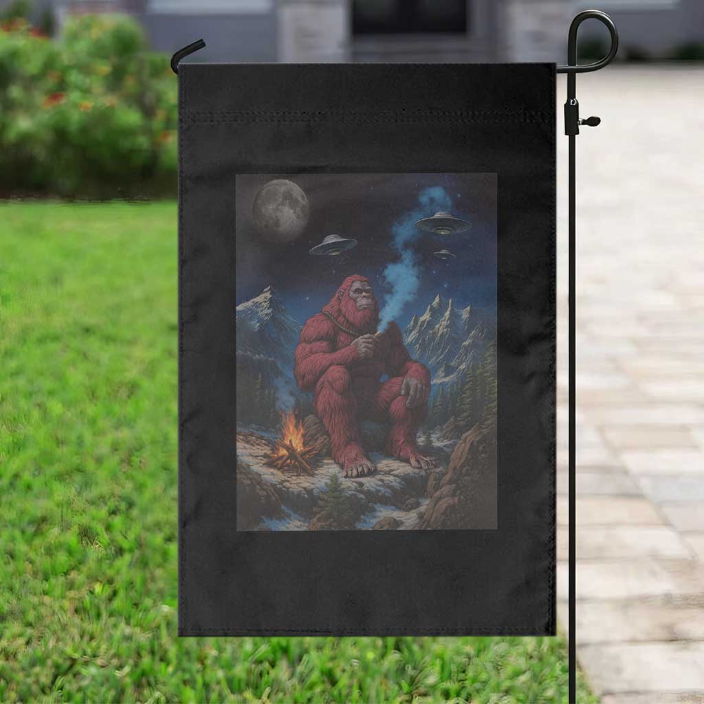 Funny Smoking Bigfoot Garden Flag Vintage Cigarette Sasquatch UFO Cryptid Meme - Wonder Print Shop