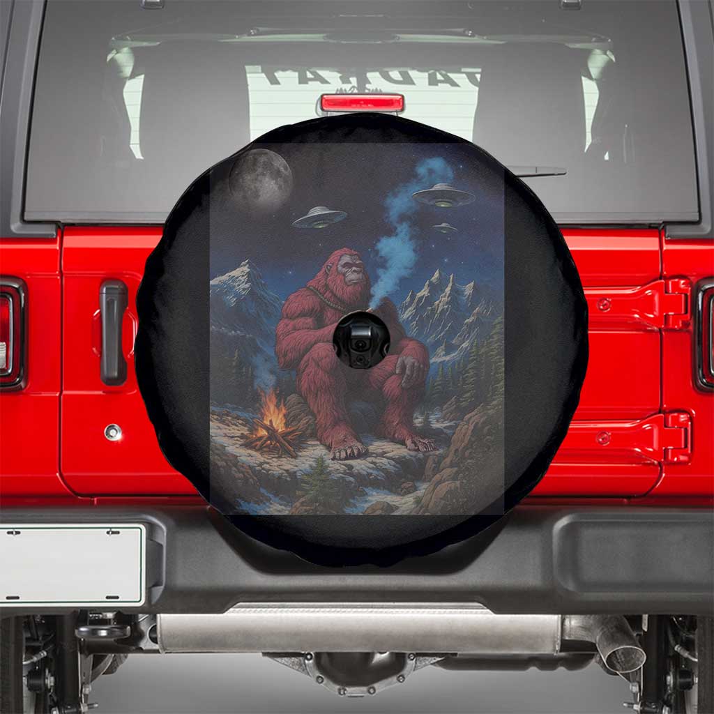 Funny Smoking Bigfoot Spare Tire Cover Vintage Cigarette Sasquatch UFO Cryptid Meme - Wonder Print Shop