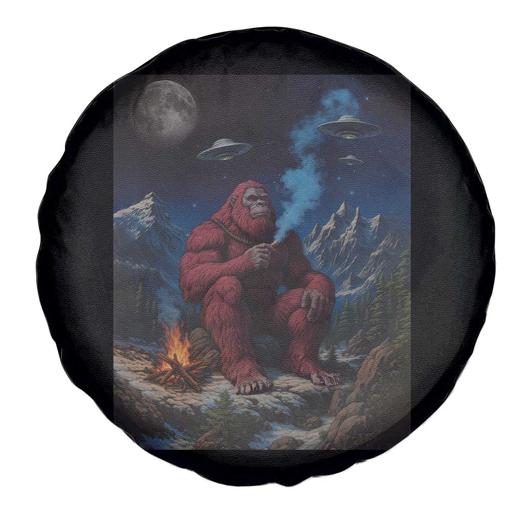 Funny Smoking Bigfoot Spare Tire Cover Vintage Cigarette Sasquatch UFO Cryptid Meme - Wonder Print Shop
