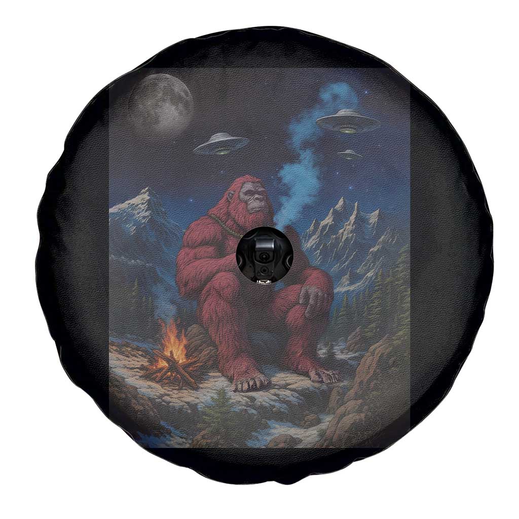 Funny Smoking Bigfoot Spare Tire Cover Vintage Cigarette Sasquatch UFO Cryptid Meme - Wonder Print Shop