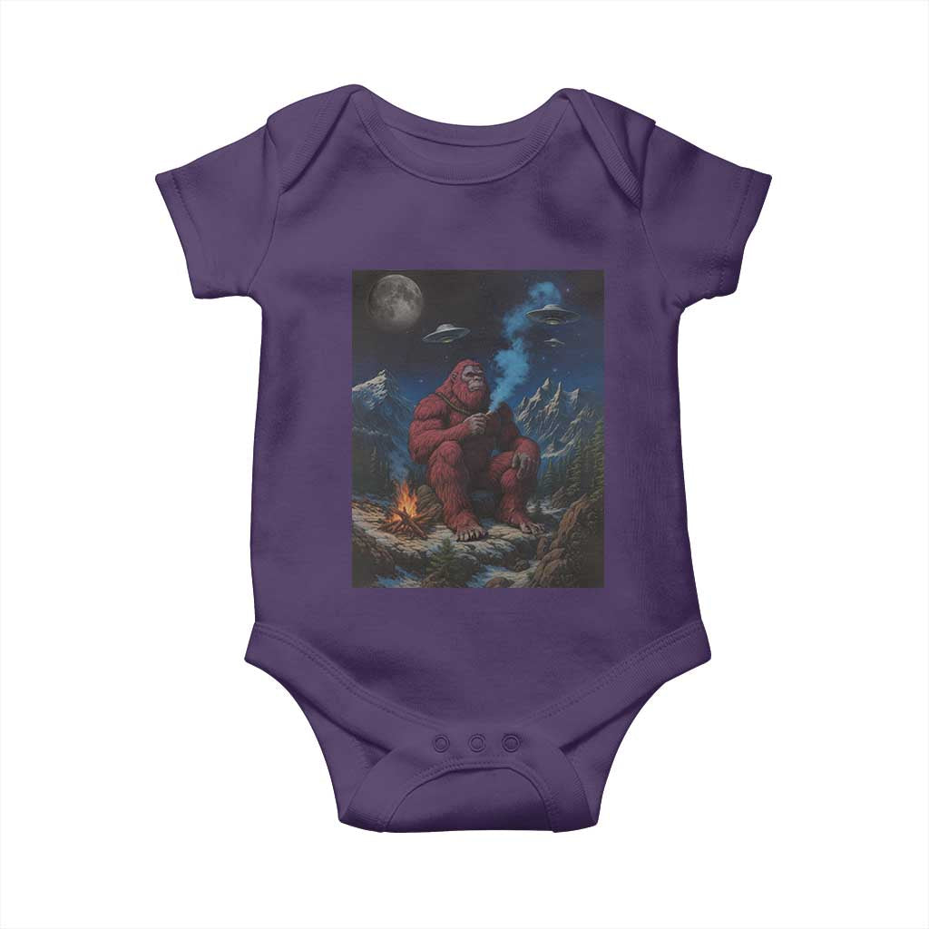 Funny Smoking Bigfoot Baby Onesie Vintage Cigarette Sasquatch UFO Cryptid Meme - Wonder Print Shop