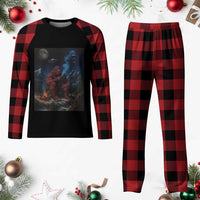 Funny Smoking Bigfoot Plaid Pajama Set Vintage Cigarette Sasquatch UFO Cryptid Meme - Wonder Print Shop