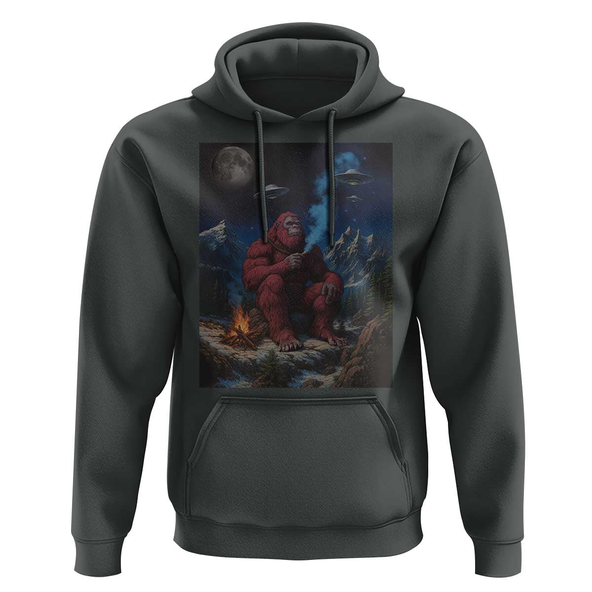 Funny Smoking Bigfoot Hoodie Vintage Cigarette Sasquatch UFO Cryptid Meme - Wonder Print Shop